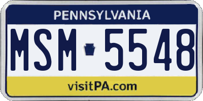 PA license plate MSM5548