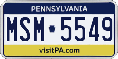 PA license plate MSM5549