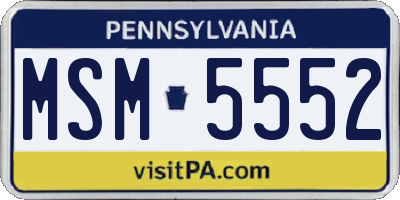 PA license plate MSM5552