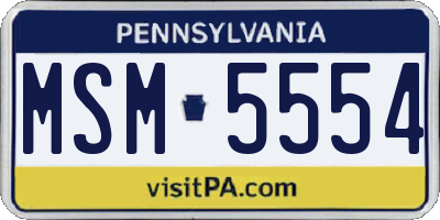 PA license plate MSM5554