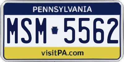 PA license plate MSM5562