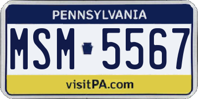 PA license plate MSM5567