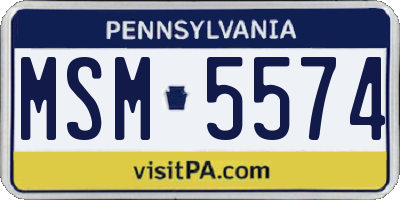PA license plate MSM5574