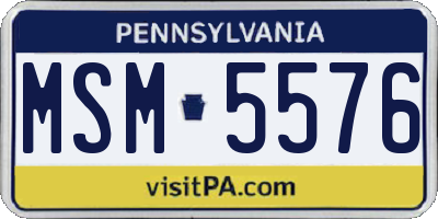 PA license plate MSM5576