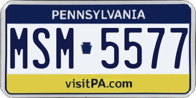 PA license plate MSM5577