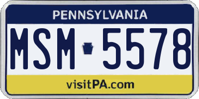 PA license plate MSM5578