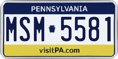 PA license plate MSM5581