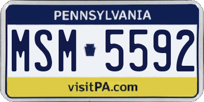 PA license plate MSM5592