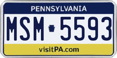 PA license plate MSM5593