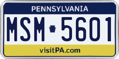 PA license plate MSM5601