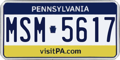 PA license plate MSM5617