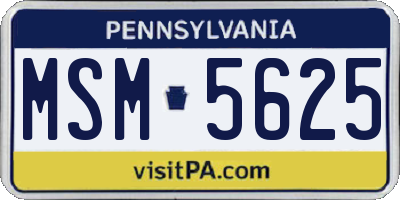 PA license plate MSM5625