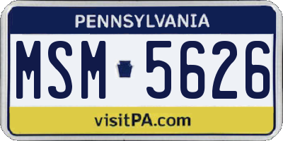 PA license plate MSM5626