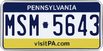 PA license plate MSM5643