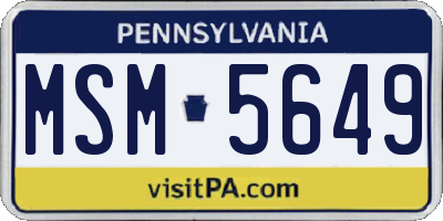 PA license plate MSM5649