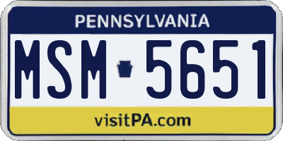 PA license plate MSM5651