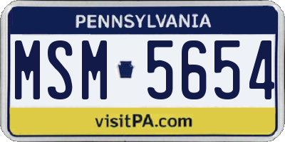PA license plate MSM5654