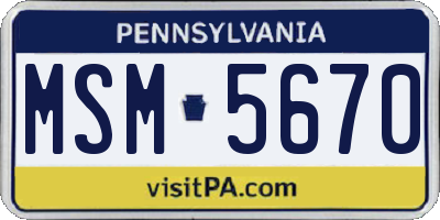 PA license plate MSM5670