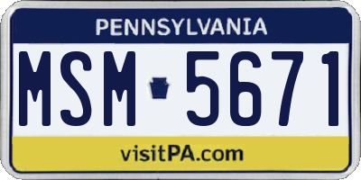 PA license plate MSM5671