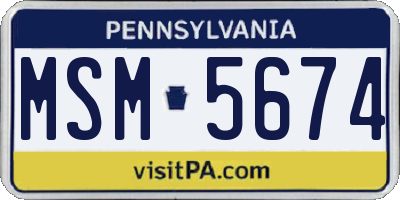 PA license plate MSM5674