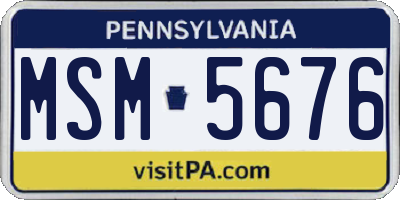 PA license plate MSM5676