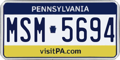 PA license plate MSM5694
