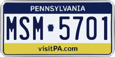 PA license plate MSM5701