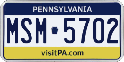 PA license plate MSM5702