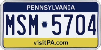PA license plate MSM5704