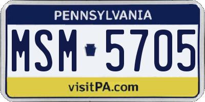 PA license plate MSM5705
