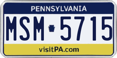 PA license plate MSM5715