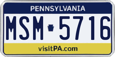 PA license plate MSM5716