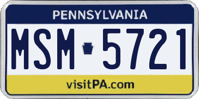 PA license plate MSM5721