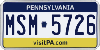 PA license plate MSM5726