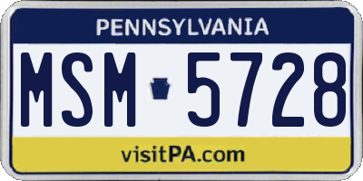 PA license plate MSM5728