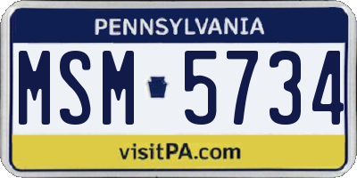 PA license plate MSM5734