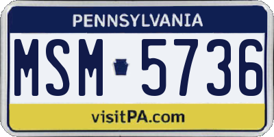 PA license plate MSM5736