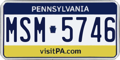 PA license plate MSM5746