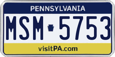 PA license plate MSM5753