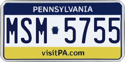 PA license plate MSM5755