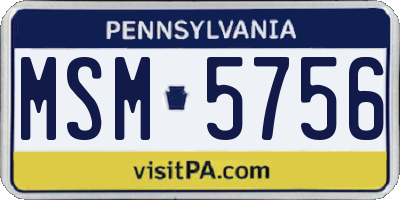 PA license plate MSM5756