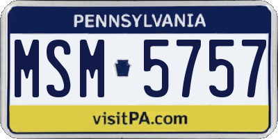 PA license plate MSM5757