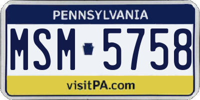 PA license plate MSM5758