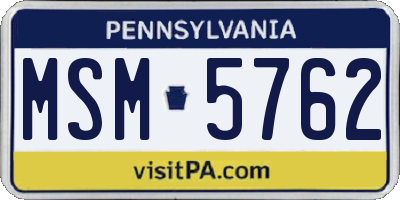 PA license plate MSM5762