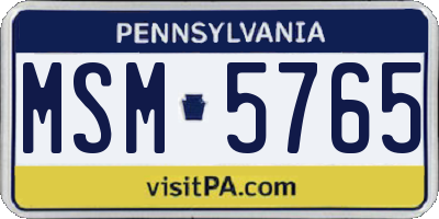 PA license plate MSM5765