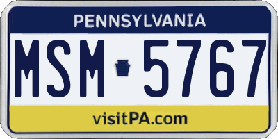 PA license plate MSM5767