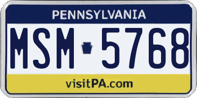 PA license plate MSM5768