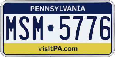 PA license plate MSM5776
