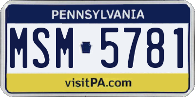 PA license plate MSM5781