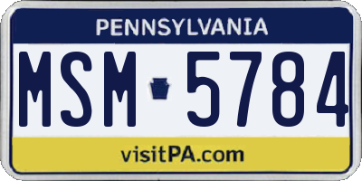 PA license plate MSM5784